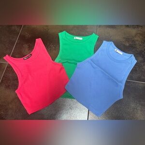 Zara Vibrant Crop Tops - Pink, Green, Blue